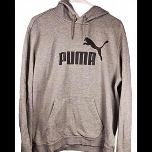 PUMA Men's Gray Hoodie with Logo Size Large Unisex